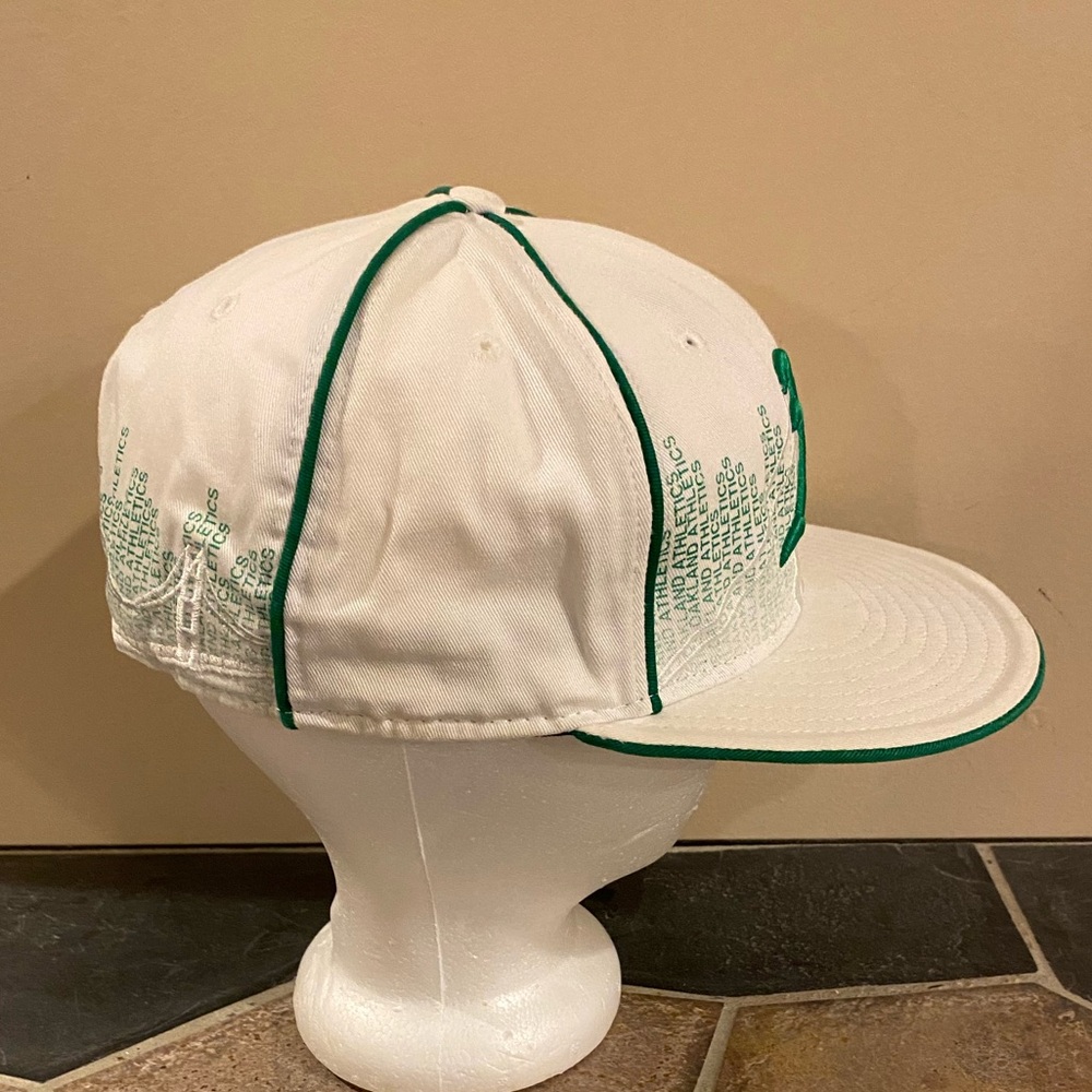 Y2K New Era 59FIFTY Oakland Athletics Embroidered Wordmark Cap White Green 7 5/8 - Picture 3 of 12
